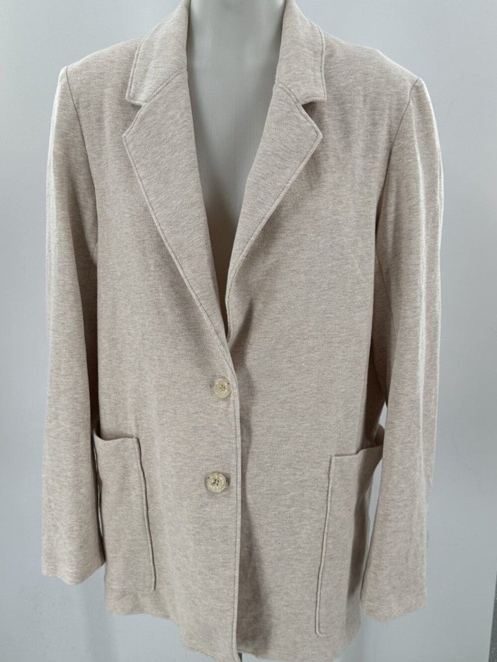 Richer Poorer Beige Button-Down Cotton Knit Blazer Jacket Lined Casual XL